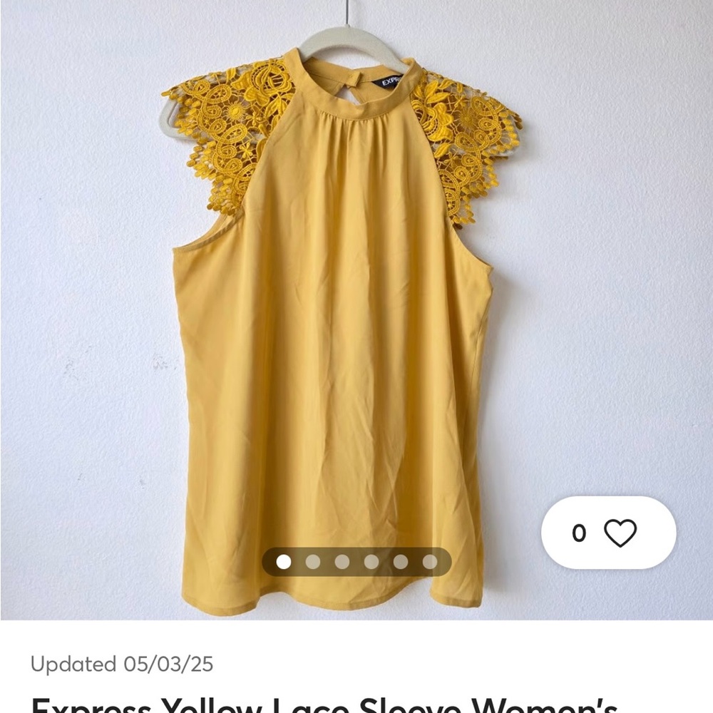 Express Yellow Lace Sleeve Women's Top